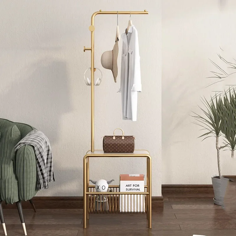 

Black Metal Clothes Rack Golden Wheels Hallway Coat Clothes Stand Living Room Nordic Percheros Para Ropa Modern Furniture Home