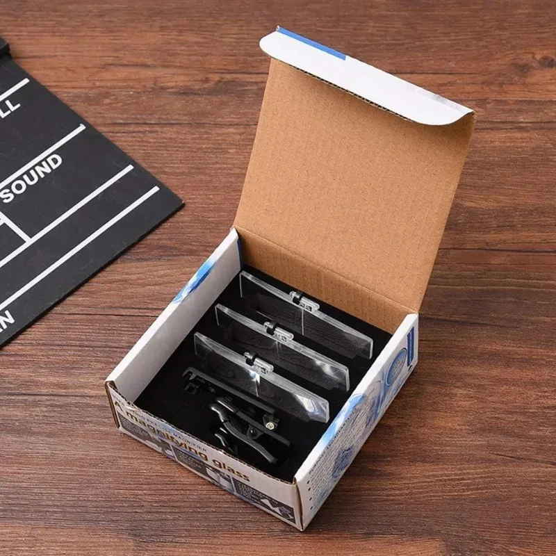 عدسة مكبرة LED بدون استخدام اليدين قابلة للتعديل 2025 عدسة مكبرة جديدة ضوء المواصفات نظارات رمش تمديد كليب على النظارات للطي