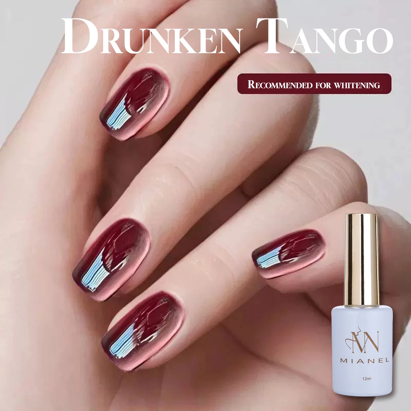 MIANEL 12ML 1-12 PCS Drunk Tango Perle di vetro Cat Eye Gel Smalto per unghie Cristallo Cat Eye Gel Smalto per unghie rosse Forniture per unghie