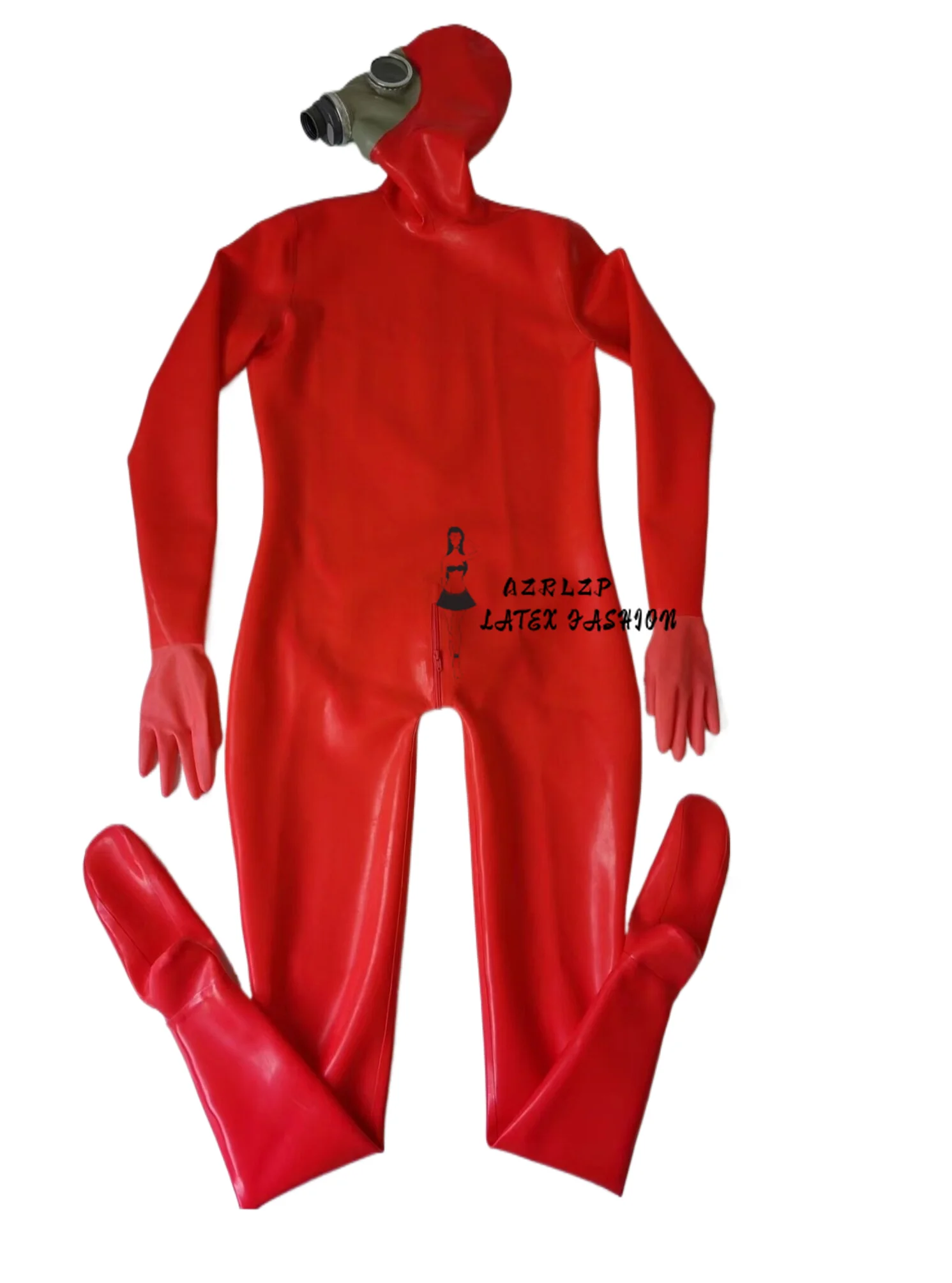 

Latex Full Coverage Bodysuit with Back Crotch Zipper with Gas Mask 1.0mm