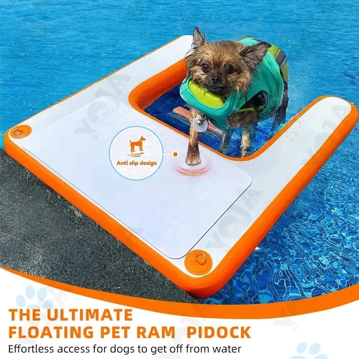 Wholesale High Quality Outdoor Inflatable Pump Plank Climb Platform Ladder Boat Three Size Dog Water Ramp With Non-slip Pad