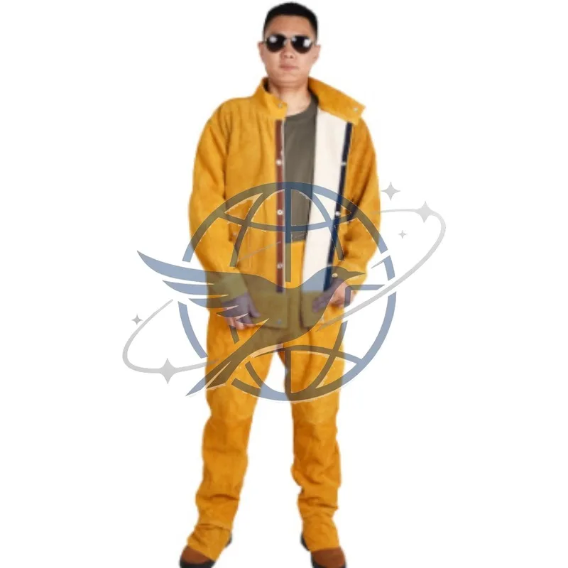 arc welding long-sleeved protective clothing anti-electrician leather jacket leather pants heat insulation protection
