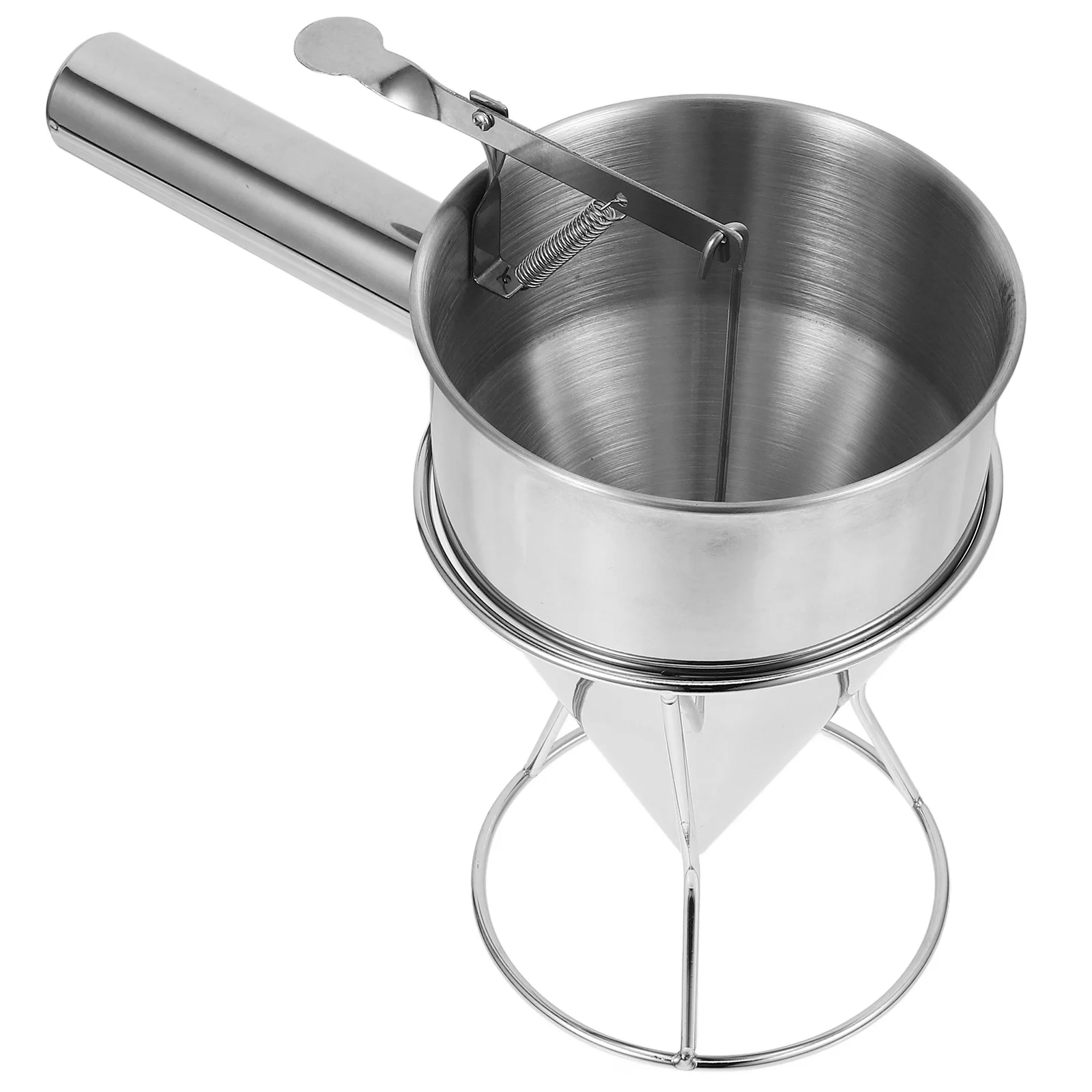 

Stainless Steel Pastry Funnel Dispenser With Stand Conical Design For Fish Ball Making Baking Piston Kitchen Dessert Tool