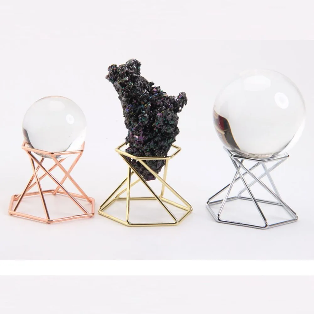 Home Decor Miniature Crown Egg Egg Shape Hexagon Stone Holder Display Stand Crystal Ball Holder Photography Lensball Base