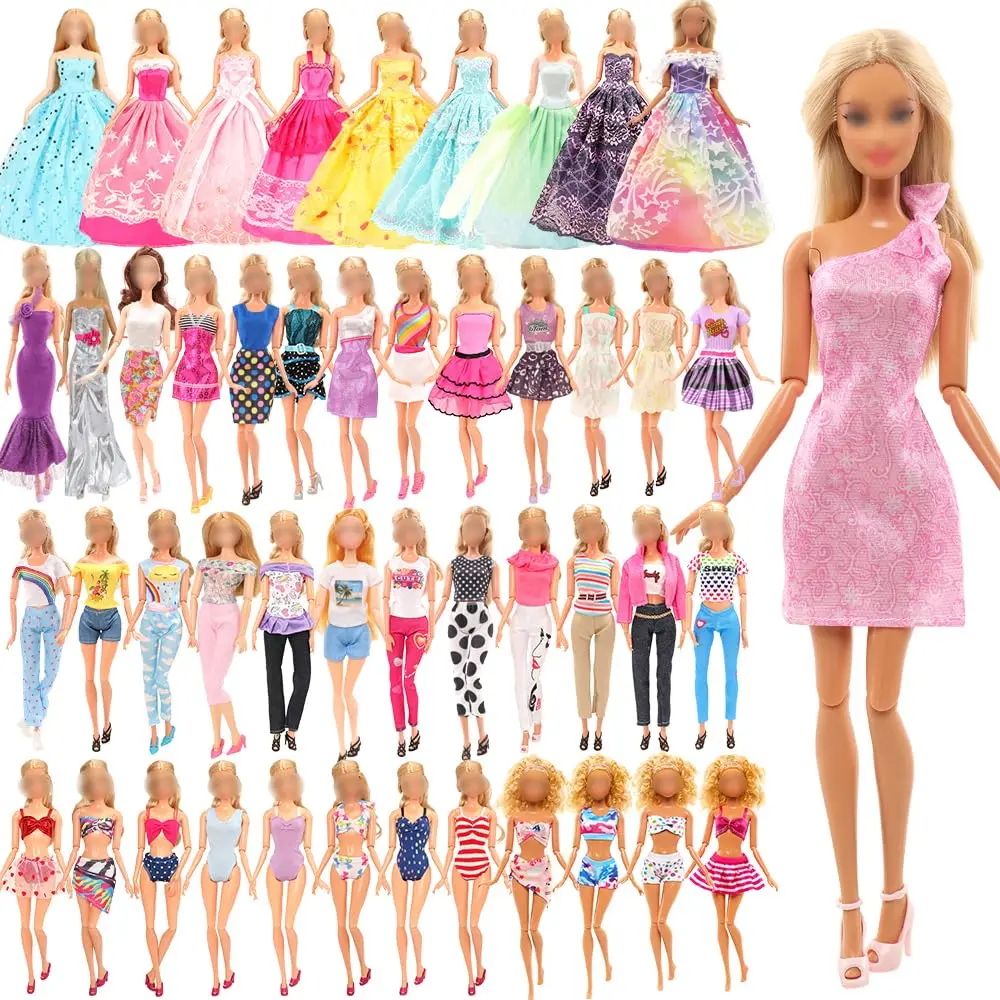 BARWA 16 Pcs For Girl Doll Clothes and Accessories 8 PCS Fashion Dress 5 Tops 5 Pants Outfits 3 Swimsuits Bikini for 11.5 inch