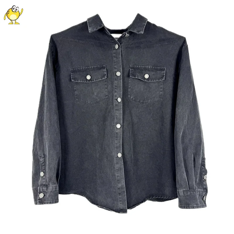 

Heavy Fabric Vintage Cargo Lapel Shirt Men Woman Outdoor Casual Cotton Top Quality Cardigan Pocket Streetwear Oversize