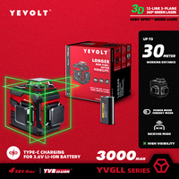 YEVOLT YVGLL4XS12 Series 3-Plane Green Laser Level with 3.6V Li-ion Power 360 12-Line 3D Self-Leveling Horizontal&Vertical Tools