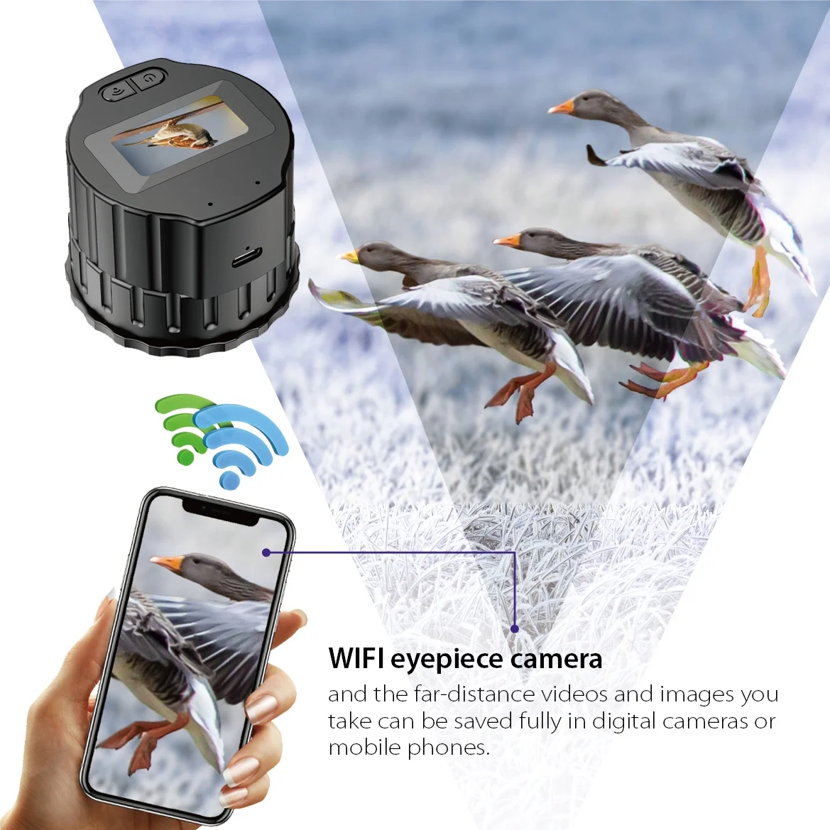 1920X1080 WiFi Electronic Eyepieces Camera 1.5'' High-Definition Screen Portable Recorder Telescopes with APP Connection