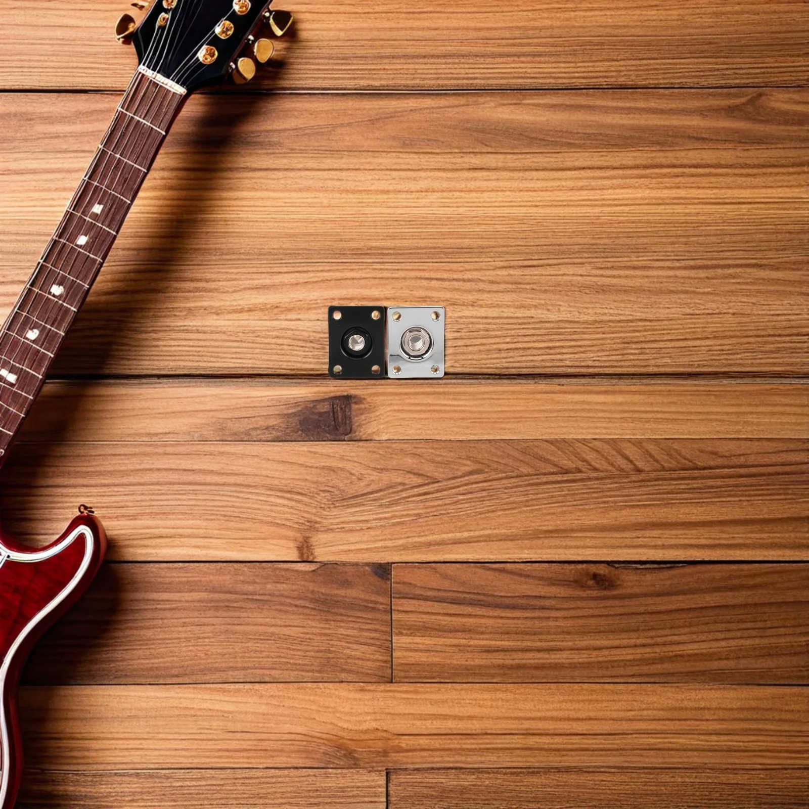 

6Pcs Electric Guitar Bass Jack Plate Square Metal 6.35mm Output Socket Stable Signal for Studio Stage Practice