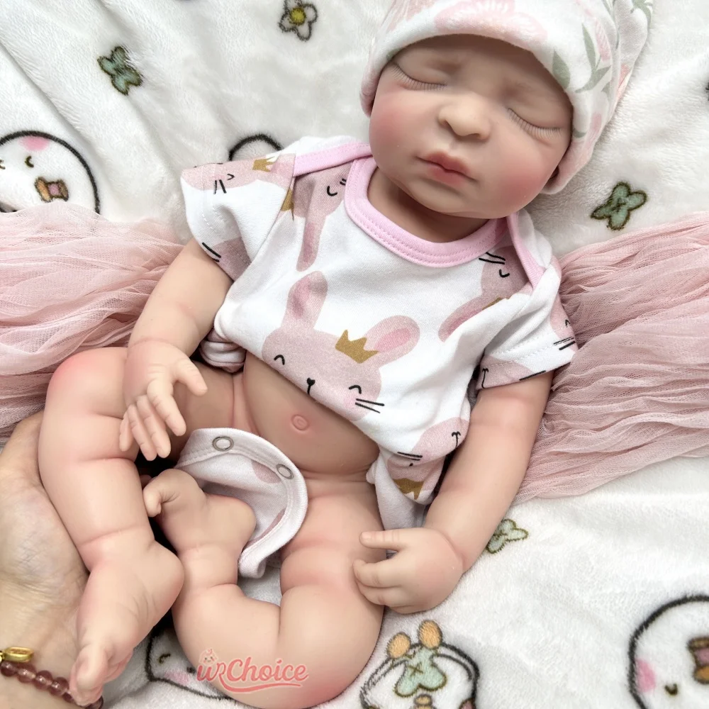44CM adormecido bebê menina corpo inteiro silicone renascido boneca personalizada lavavel memorial boneca realista para colecionador crianças brinquedo
