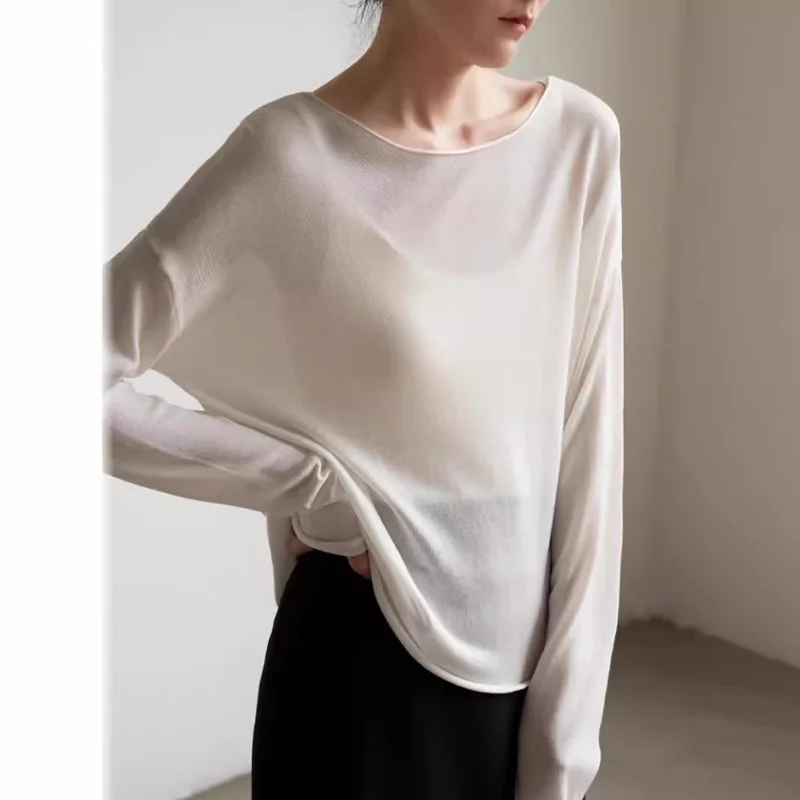 

2024 Early Autumn New Style Comfortable and Skin-friendly Blended Sweater Women Long-sleeved Loose Blouse