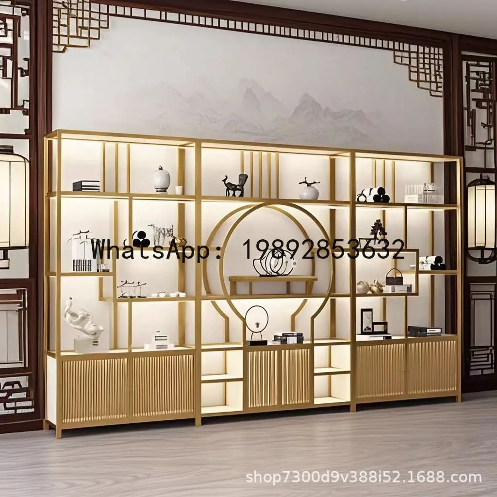 HYS wrought iron Bogu frame living room tea cabinet shelf ornament display cabinet