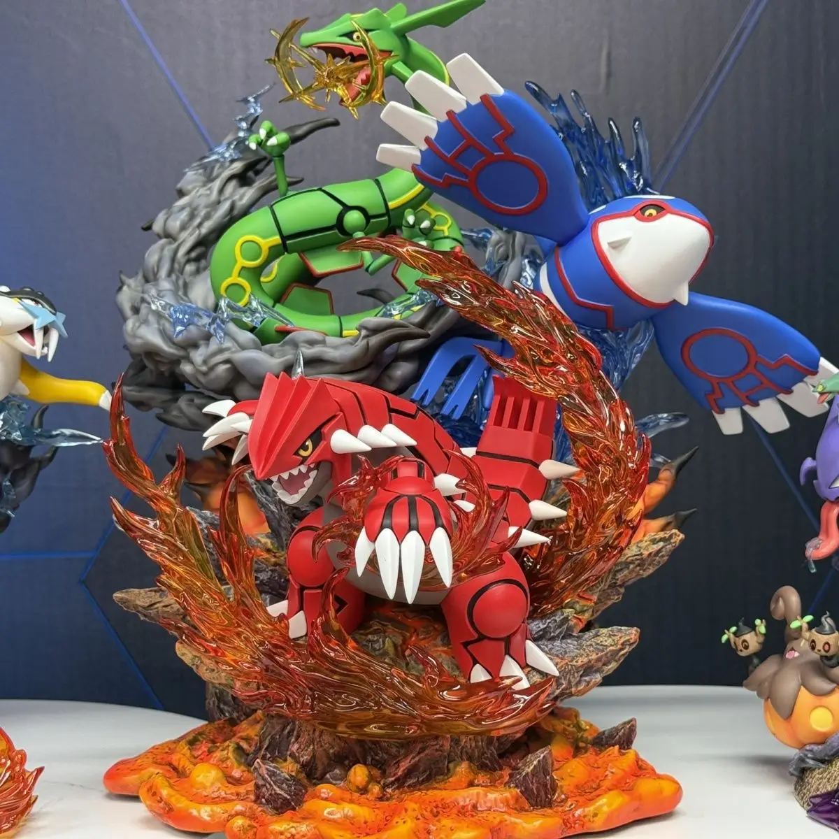 

Pokemon Anime Groudon Kyogre Rayquaza Figures Luminous Model Doll Set Statue Pvc Pocket Monster Figurine Pet Desktop Toy Gift