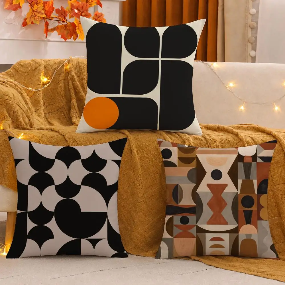 Reduced geometry Cushion Cover Pillow Case plush Double-sided Print Square Covers Sofa Home Cushion