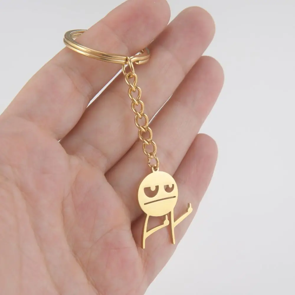 Middle Finger Stickman Keychain Personality Interesting Match People Keyring Bag Pendant Cute Car Key Chain Ring Student Bag