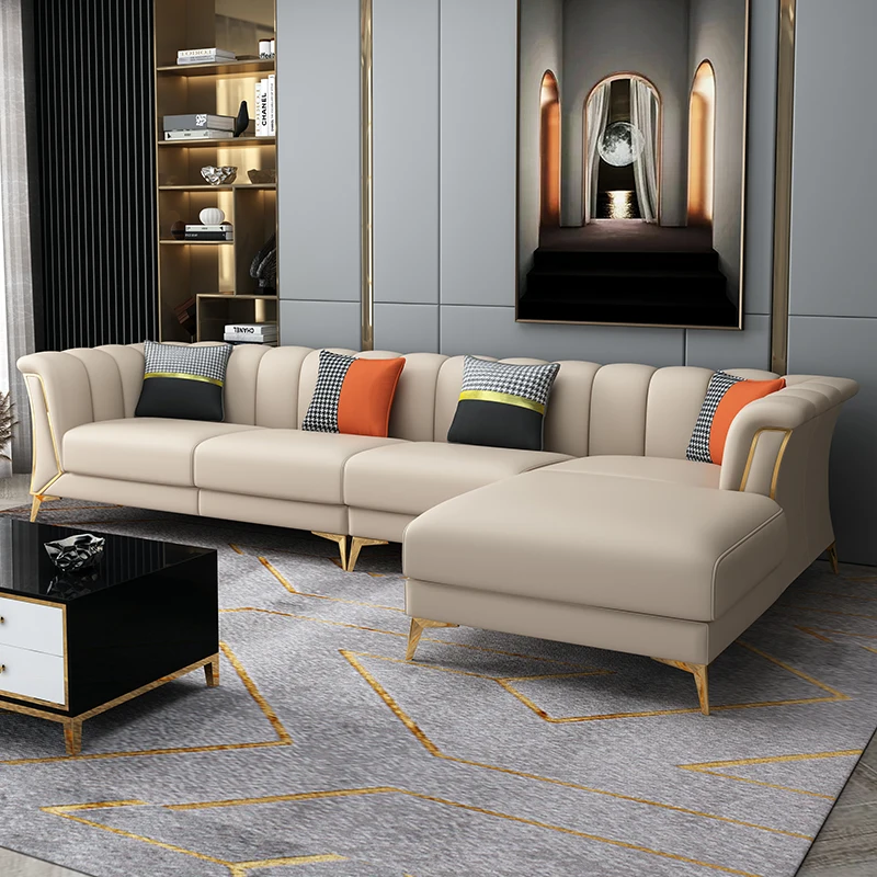 Modern Corner Sofa Living Room Leather Sofa Combination