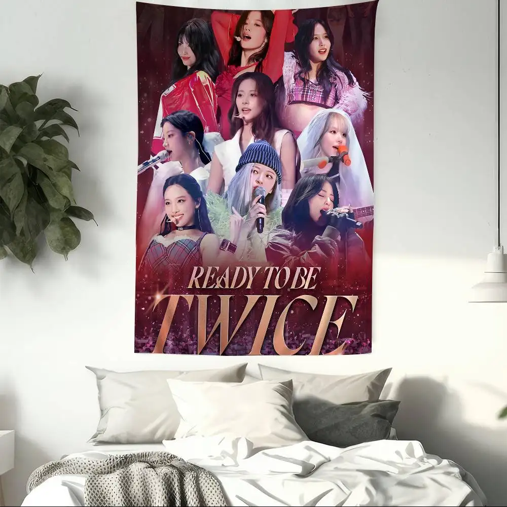 Canvas Painting kpop T-Twice Cartoon Tapestry for Living Room Home Dorm Decor INS Home Decor - view 3
