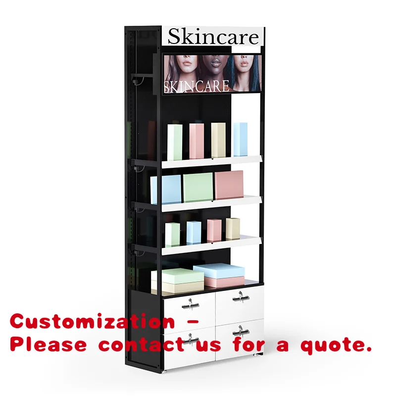 

Customize.Customized LED Lighting Acrylic Cosmetics Display Racks Metal Beauty Shop Skincare Cabinet with Makeup Stand Shelves