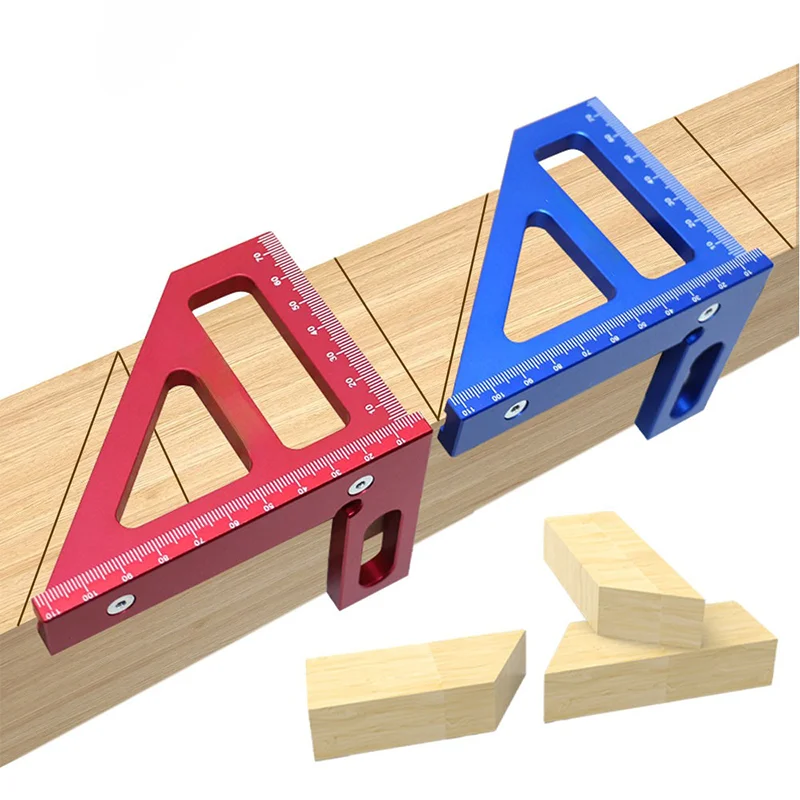 1 Stück Holzbearbeitungs-Winkelmesser und -Gradzähler, abgeschrägte Dreiecke aus Aluminiumlegierung, hochpräzise Layout-Messwerkzeuge.