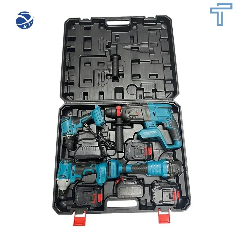 Original brand new！Wholesale Full Range Industrial Profession Cordless Tool Set Electrical Maintenance Tools Kit 4 in 1 Li-ion B