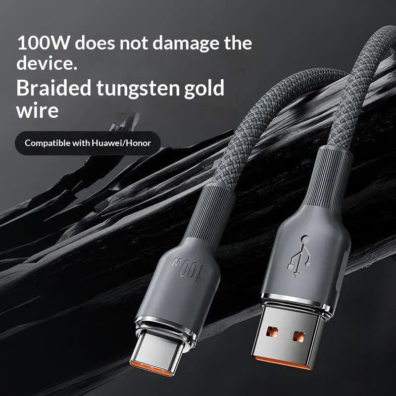 1M USB To Type C Cable Date Sync Line Fast Charging For Android Phone Braided Charger Cable