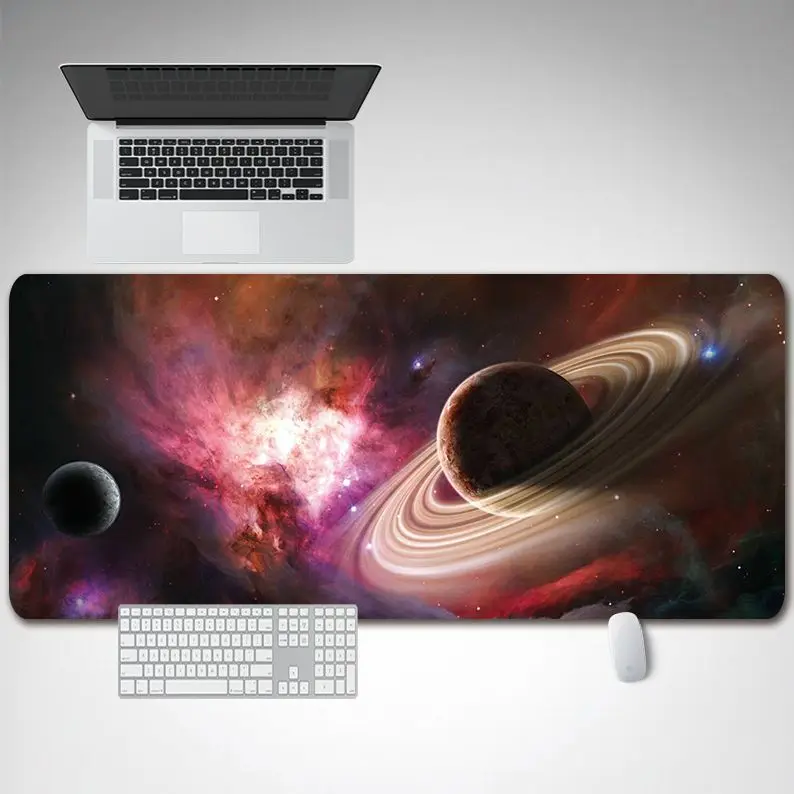 Large Size Planet Mouse Keyboard Pad Neoprene Rubber With Top Fabric Game Mat Table Cover Home Office Mousepad Milky Way Galaxy