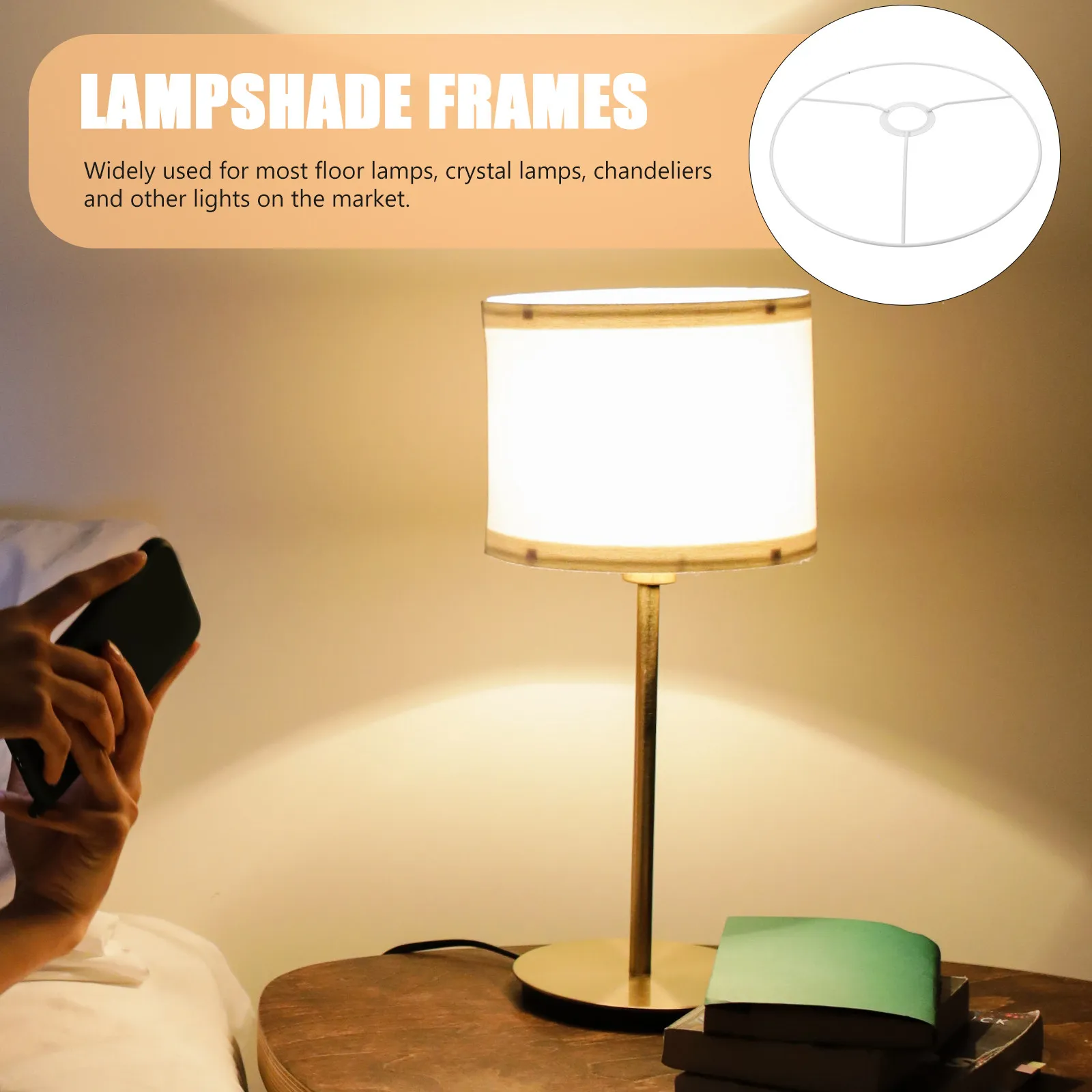 

Lampshade Ring 30cm Round Premium Iron Durable Frame for Floor Crystal Chandeliers Pendant Light Holder Repair