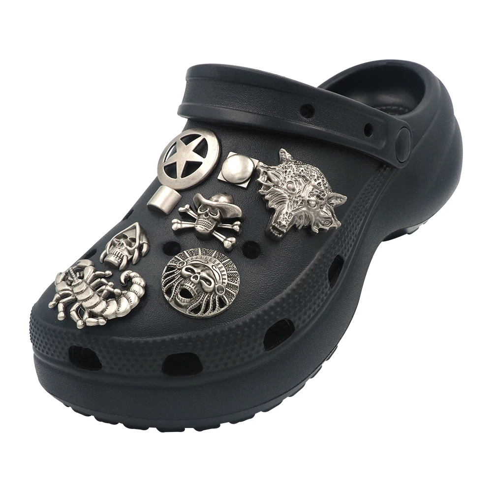 15 Pcs 1 Set Shoe クロックス Accessories Charm Punk Style Pins Animal Insect Metal Hole Sandals ジビッツDecorations Circle Square Buckles