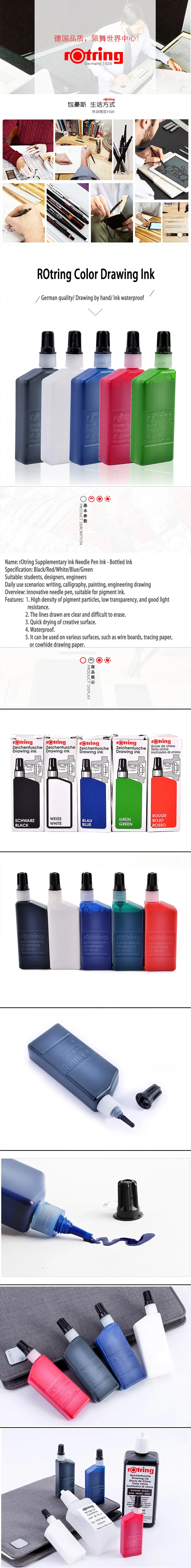 1 Stück Deutscher 23ML Rotring Isograph Technischer Zeichenstift & Fineliner Flüssigtinte 23mL Schwarz-Weiß Tintenflasche – Detail 1