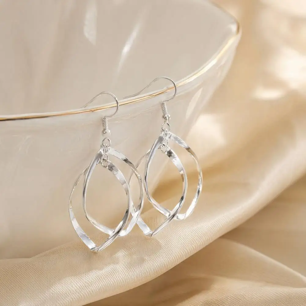 Earrings 1 Pair Hook Earrings for Women High-polish Double Rhombus Drop Earrings Date Night Jewelry Gift Office Accessory Office