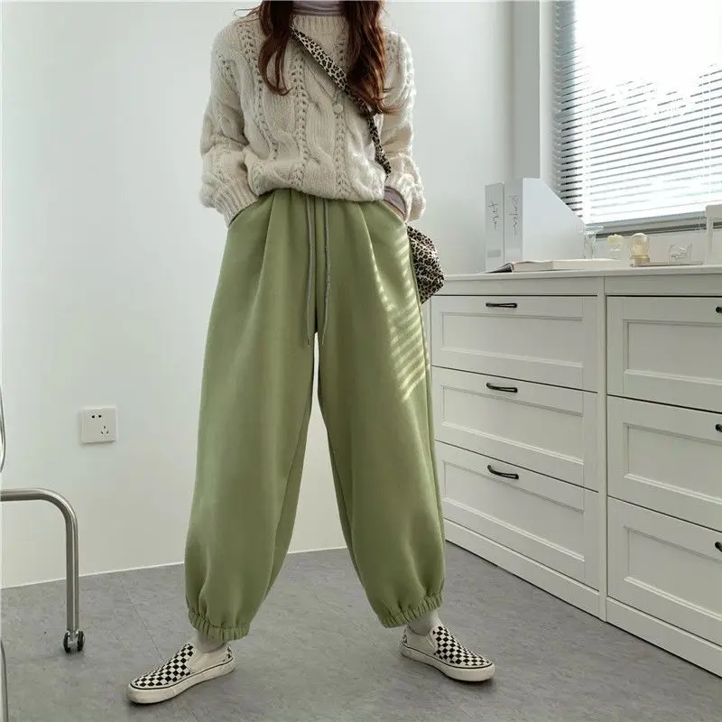 Sports Pants Female Padded Thickened Fall and Winter 2023 New Loose Casual Guard Pants Harun Pants Female