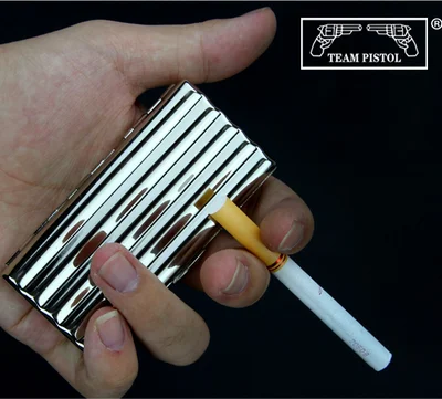 

New 1pcs corrugated Design Silvery White Copper Cigarette Box Lines Metal Cigarette Case Holder Box For 10 /20 Cigarettes