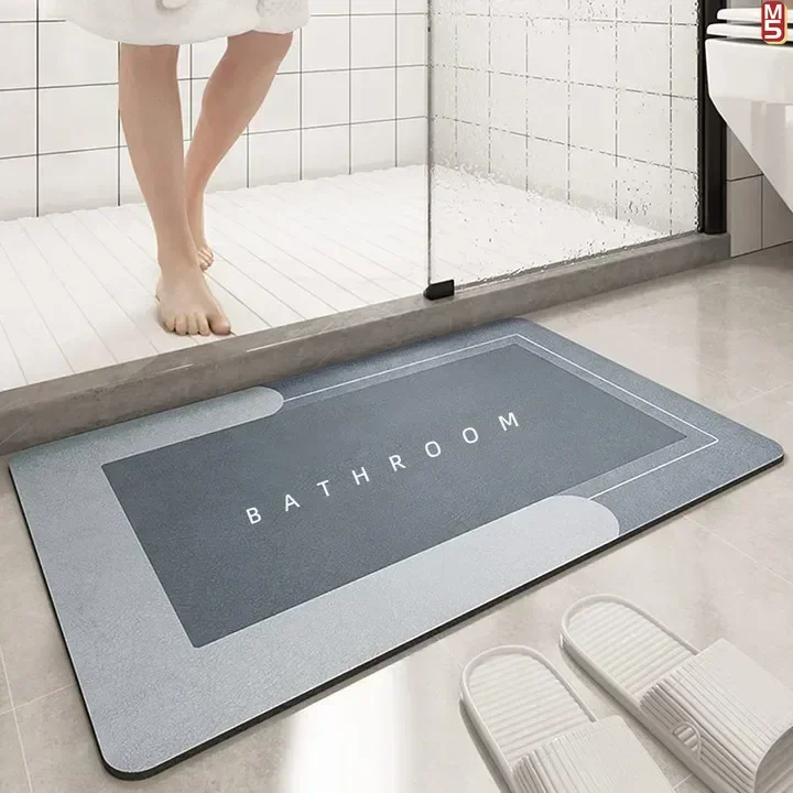 Diatomaceous earth bath mat Rubber Non Slip Quick Dry Super Absorbent Bathtub mat Shower mat - Thin Bath Mats for Bathroom Floor