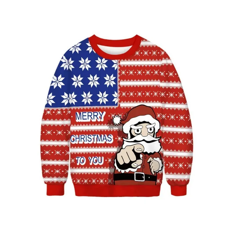 Fashion Ugly Sweater For Men Clothing Christmas Santa Claus Funny Party O Neck Sweatshirts Casual Male Pullovers Tops Tracksuit