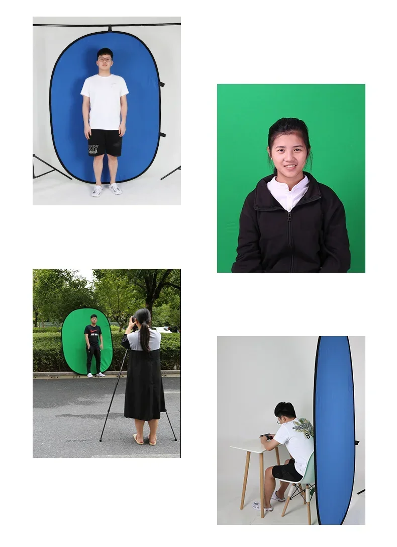 TENWISH 100*150cm / 200*150cm 2in1 Collapsible Chromakey Background Studio Green Screen Oval Reflector Solid White Backdrops