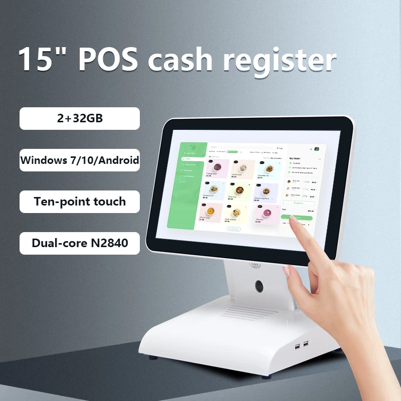 TJXL-Ultra Pretty 15.6 بوصة Win 10/11/Android/Linux نظام POS بشاشة مزدوجة متعدد اللمس الكل في واحد POS Terminal Wifi Cash Registe