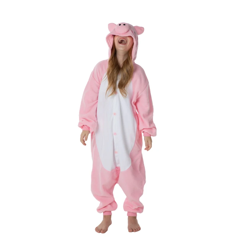 Kids Pink Cute Piggy Cartoon Cosplay One Piece Pajamas Kids Baby Animals Halloween Boys Girls Kigurumi Anime Pajamas