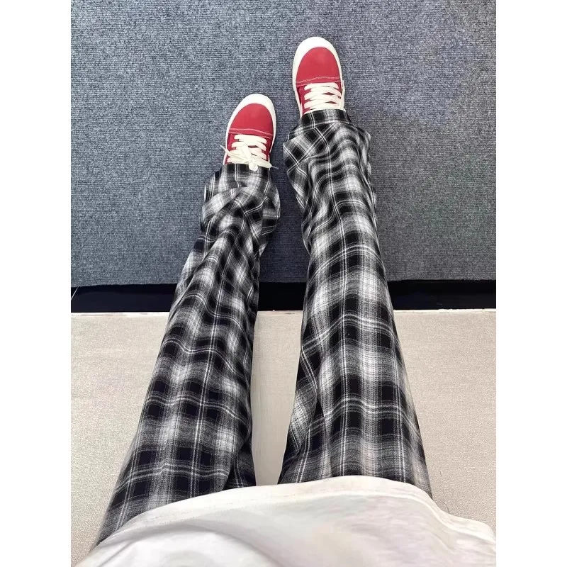 

Cleanfit Men's Plaid Pants Autumn Winter Fce Straight Leg Casual Trousers American Sle Slimming Cheered Pants