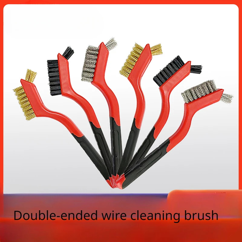 1PC Double Head Set Steel Wire Brush Stainless Steel Wire Copper Wire Brush Slot Wenplay Cleaning and Rust Removal Brush Karcher