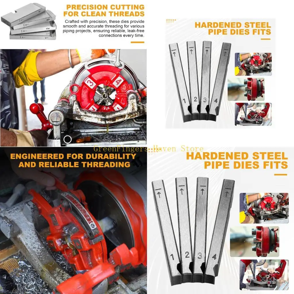 

F68D 4Pieces High Speed Pipe Threading Dies Accessory For 1 2 Inch Pipe Multiple Use