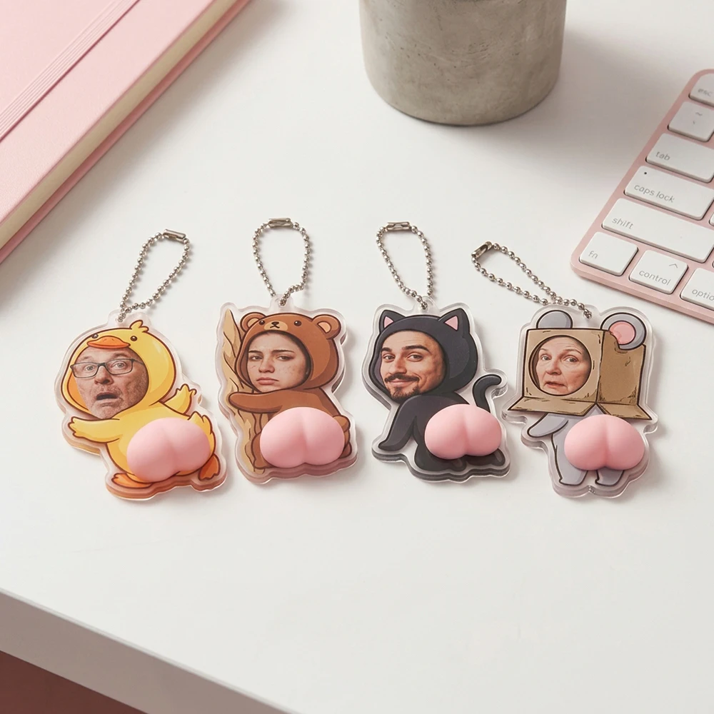 Custom Personalized Photo Acrylic Keychain,Squishy Decompression Toy,Prank Novelty Gift,Birthday,Best Friends,Car Key Ornament view 5