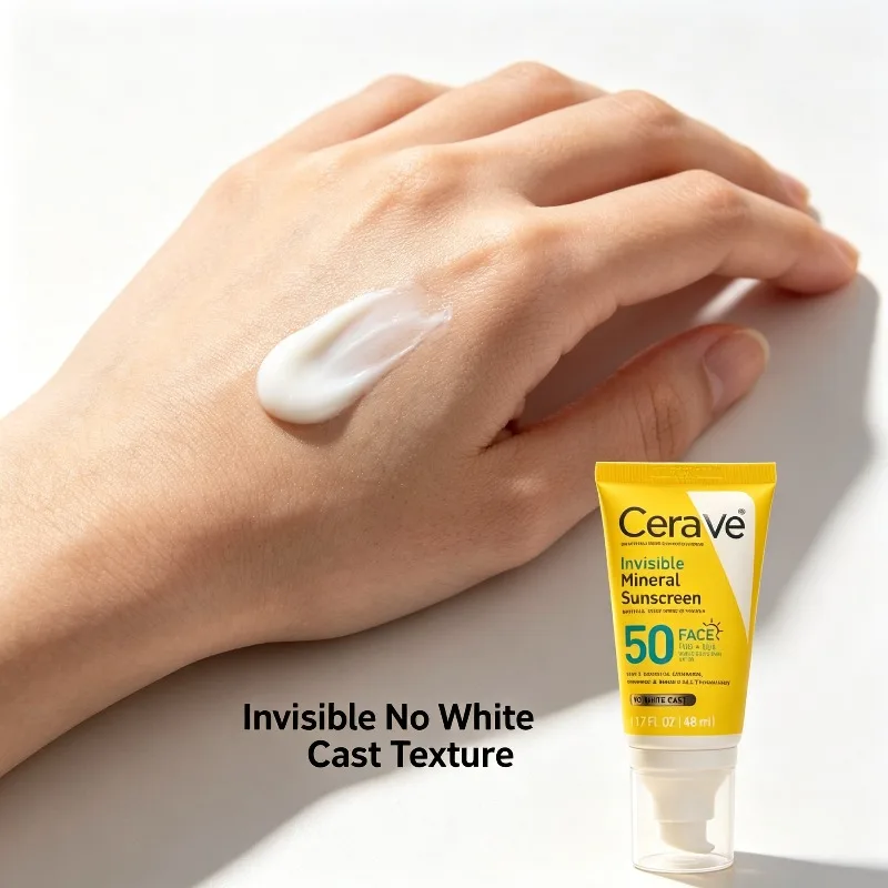 CeraVe 48ml Invisible Face Sunscreen SPF50, Lightweight Mineral Lotion with Niacinamide for All Skin Types image 2