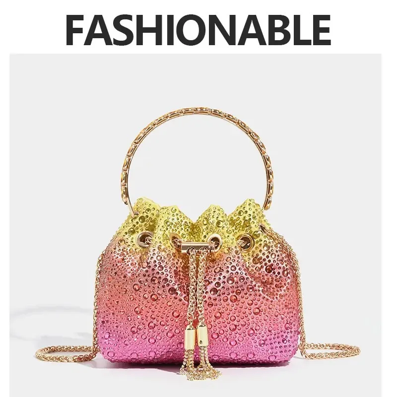 التعامل مع أحجار الراين مساء مخلب حقيبة المحافظ وحقيبة اليد الفاخرة مصمم حقيبة الكتف لامعة كريستال مخلب محفظة دلو حقيبة #1