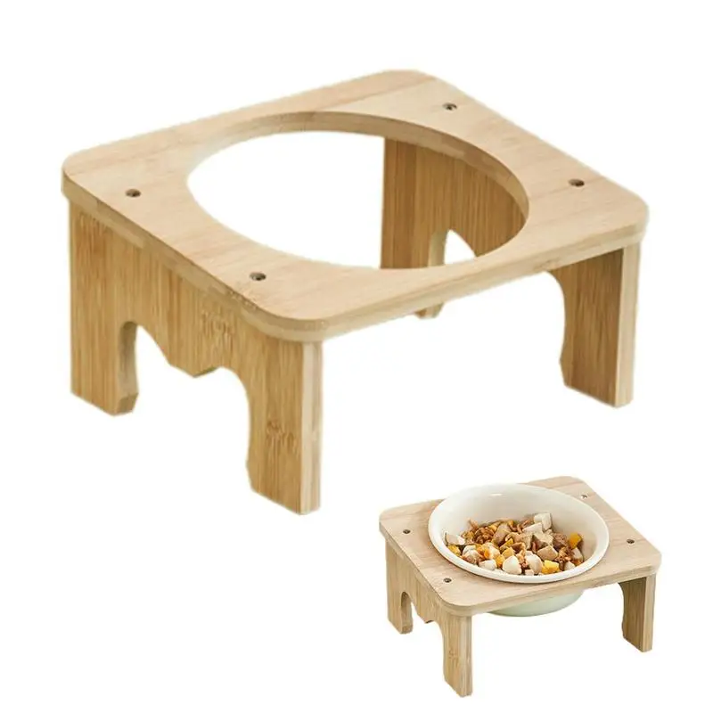 Cat Bowl Stand Wooden Evaluated Stand Bowl Holder Pet Water Or Food Feeding Station 15 Degree Tilted Raised Cat Bowls Anti