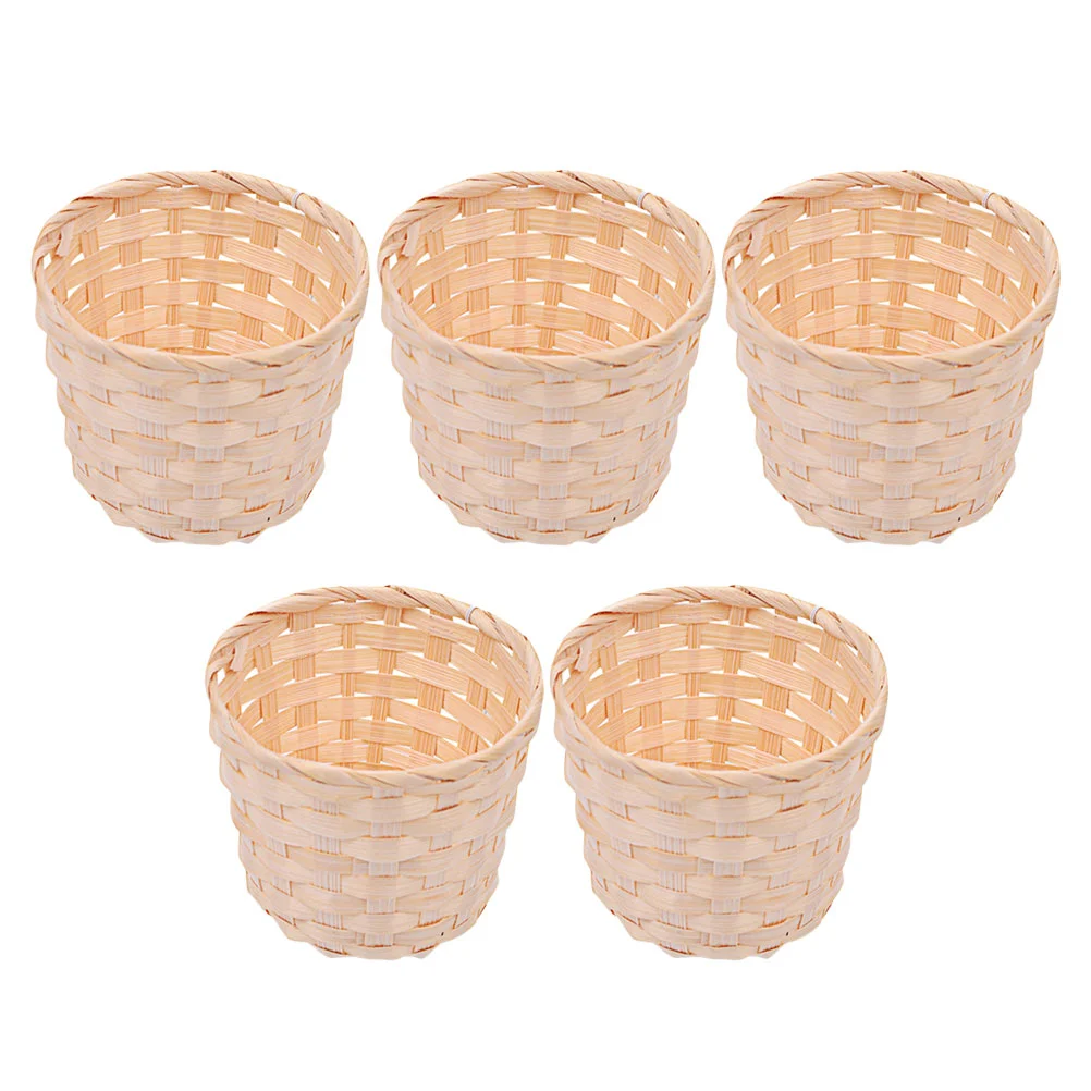 

5 Pcs Woven Basket Storage Sundries Organizer Dry Flower Household Desktop Room