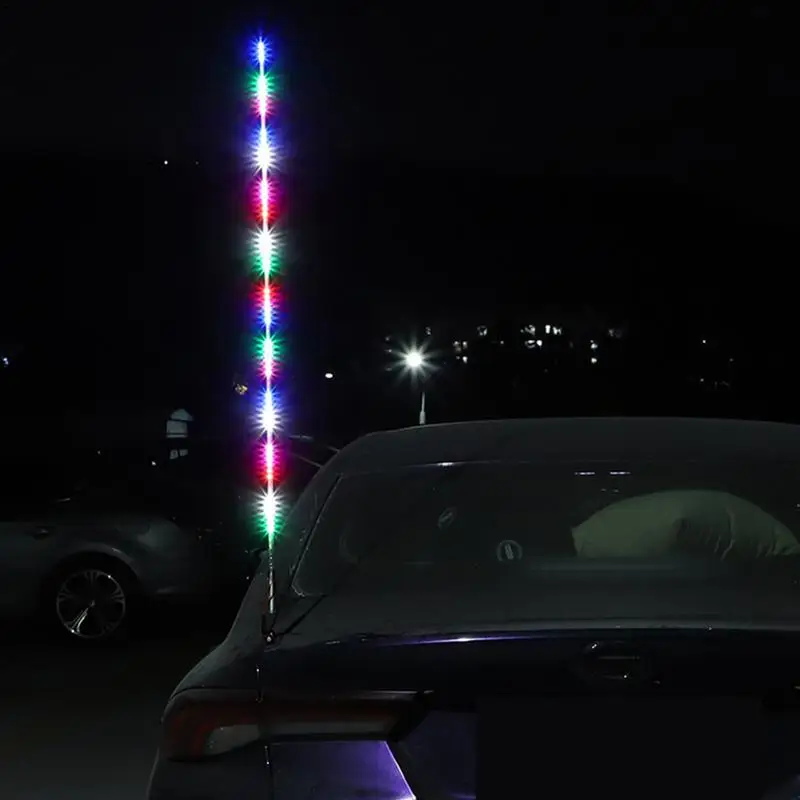 Led Whip Lights 12V/24V Colorful Whip Light For Warning 21.6-Inch LED Antenna Lights Lighted Antenna Whips Brake Dancing Light