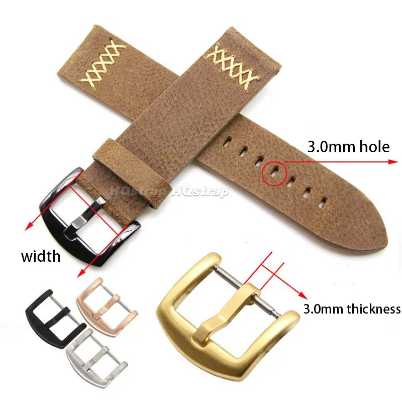 Solid Stainless Steel Buckle 18mm 20mm 22mm Metal Watch Strap Clasp Brushed Pin Button for Leather/silicone Bracelet Accessories