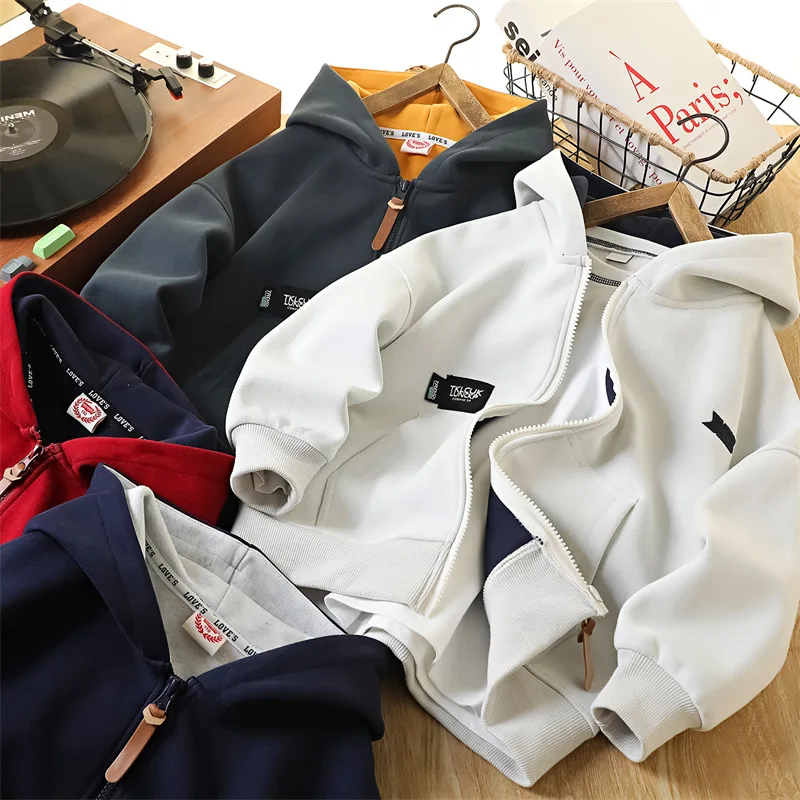 

От 4 до 11 лет, осенне-зимняя модная повседневная толстая зимняя одежда для мальчиков и девочек, теплые толстовки