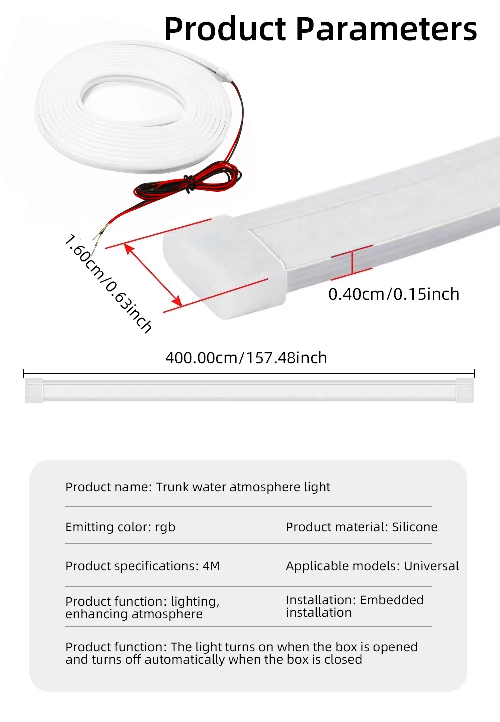 Dynamische Fließende Kofferraum-Lichtleiste für SUV 400cm Flexibler Mehrfarbiger RGB-Neon-Ambientebeleuchtung 12V App-Steuerung Umgebungslicht – Detail 13