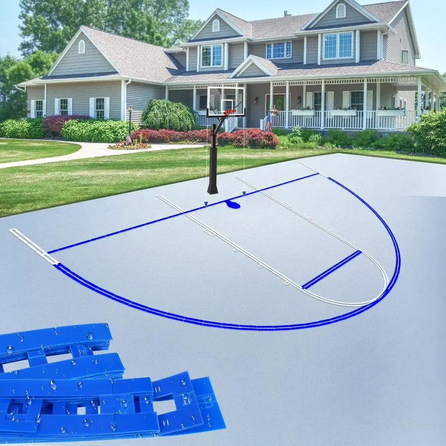 Basketball Court Marking Kit, Basketball Court Stencil Kit for Concrete, NOT Paper Board, SunResistant, Upgrade PC Material with